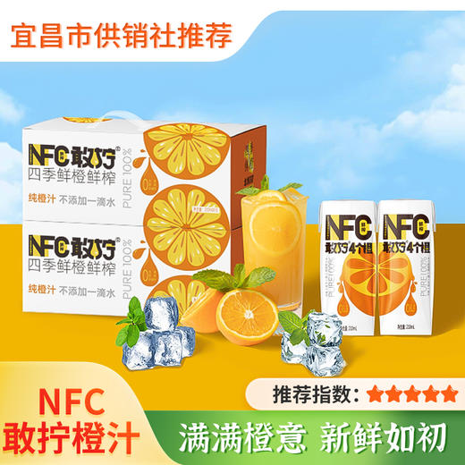 【敢拧】4个橙100%NFC橙汁210ml*10瓶 四季鲜橙鲜榨 非浓缩还原无添加纯果汁 商品图0