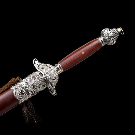 祥龙清剑 乾坤刃 花纹钢 龙泉沈广隆一体刀剑传统刀剑 未开刃 商品图4