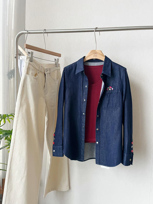 【冲突美学】噢蜜ooomeooo牛仔刺绣衬衫 商品图3