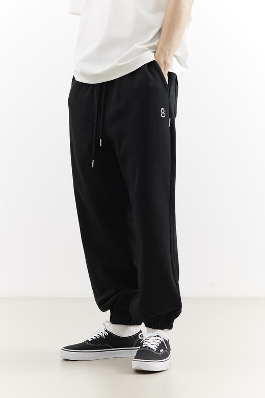 吃茶去chichaqu25经典宽松休闲百搭刺绣全棉束脚长卫裤复古城市 商品图4