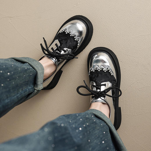 【预售5天】春秋新款系带圆头时尚乐福鞋松糕底小皮鞋单鞋HCYYHD&5907 商品图0