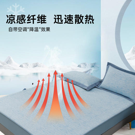 雅芳婷冰丝凉席床笠款可水洗软凉席夏季凉感纤维透气凉席床上用品 商品图1