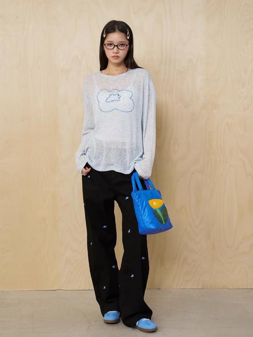 Mood Like Me/MNZ2501/花朵刺绣直筒斜纹长裤 商品图2