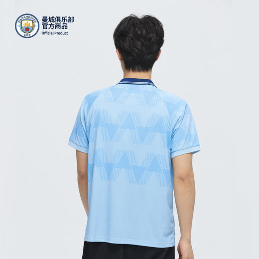【官方正版】曼城俱乐部 | 浅蓝色复古polo衫暗纹拼接短袖 商品图3