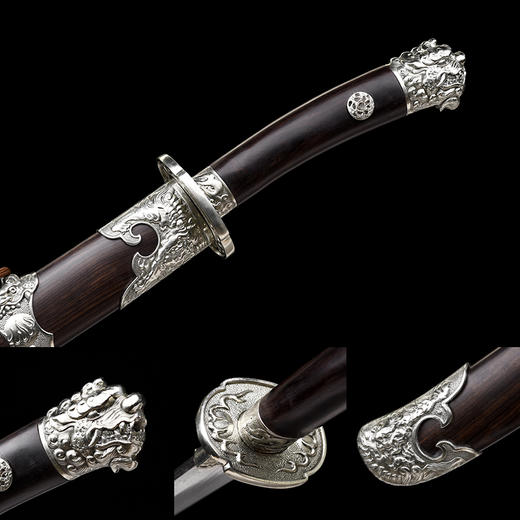 醒狮绣春刀 花纹钢 唐横刀剑 龙泉沈广隆一体刀剑传统刀剑 未开刃 商品图2