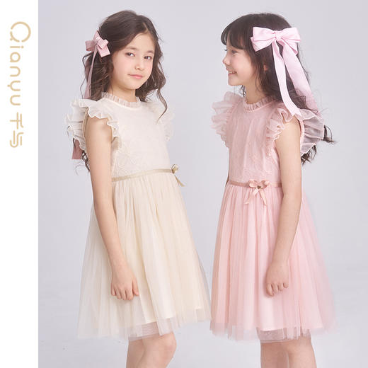 笛莎千与2025夏季新款女童甜美气质无袖蕾丝网纱连衣裙 商品图1