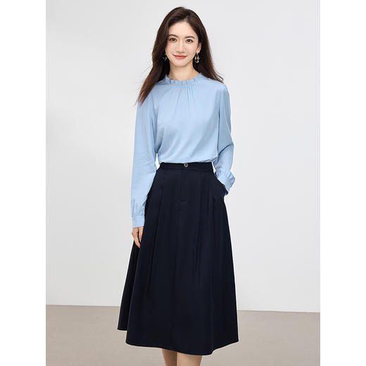 【五折购】熙世界法式通勤三件套女2025春秋新款教资面试衬衫马甲半身裙套装 商品图3