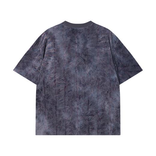 T2693夏季高级感新款国风竹叶绒面印花圆领短袖T恤情侣百搭套头上衣 商品图5