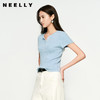 NEELLY纳俪商场同款春季新款浅色修身显白短袖针织衫女显瘦毛衣N25032A01143 商品缩略图0