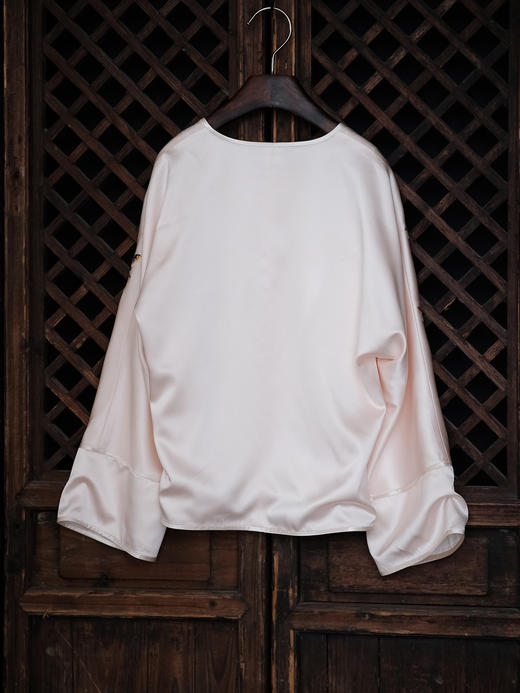 盛唐牡丹 |海棠花开手推绣真丝上衣-粉色 商品图10