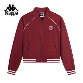 Kappa卡帕背靠背运动外套春季新款女复古针织夹克休闲上衣棒球服K0F42WK01