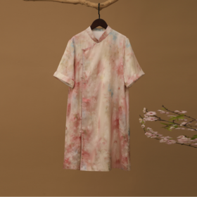 江南春春日花园油画连衣裙