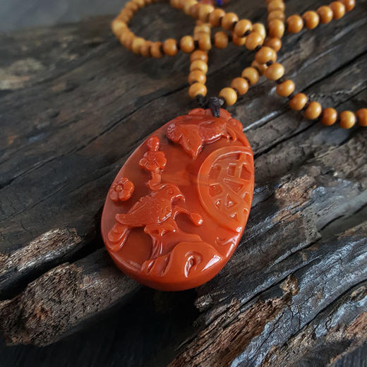 【天然正品】天然雕喜鹊报喜（吉祥、喜庆）南红玛瑙吊坠050325XY18 现售价：980 特价 商品图5