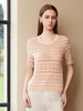 【条纹镂空针织套衫】25年春夏新品女士棉质圆领针织套衫短袖条纹衫 商品缩略图0