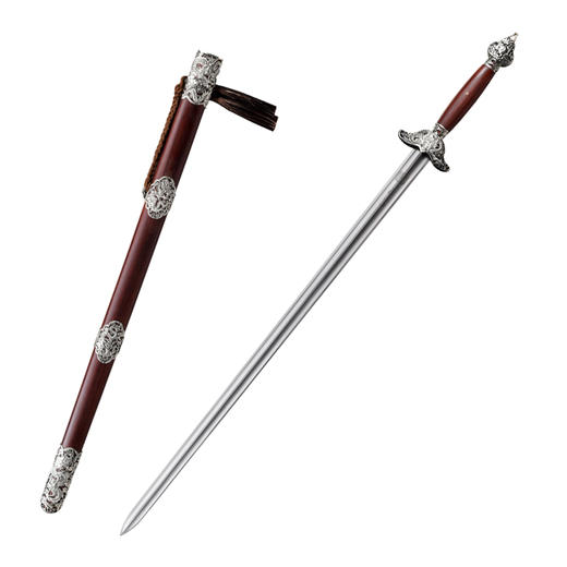 祥龙清剑 乾坤刃 花纹钢 龙泉沈广隆一体刀剑传统刀剑 未开刃 商品图5