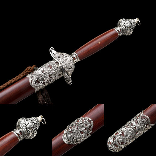 祥龙清剑 乾坤刃 花纹钢 龙泉沈广隆一体刀剑传统刀剑 未开刃 商品图2