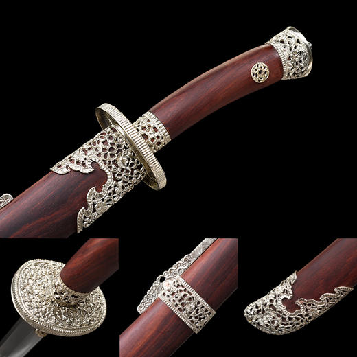 七圣刀 花纹钢 唐横刀剑 龙泉沈广隆一体刀剑 传统刀剑 未开刃 商品图2