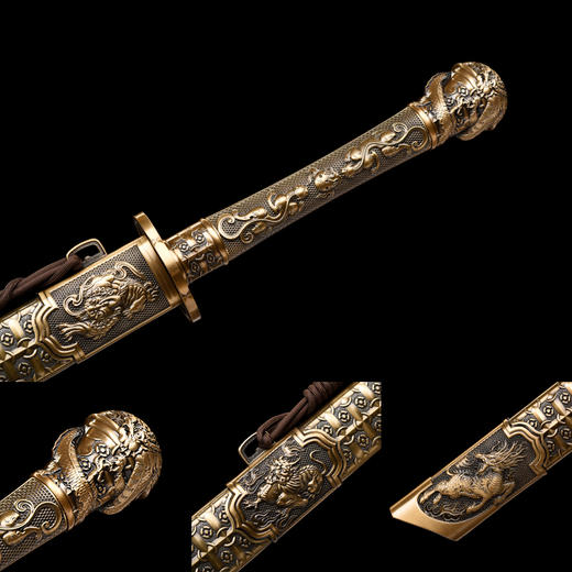 祥瑞战刀 花纹钢 唐横刀剑 龙泉沈广隆一体刀剑传统刀剑 未开刃 商品图2