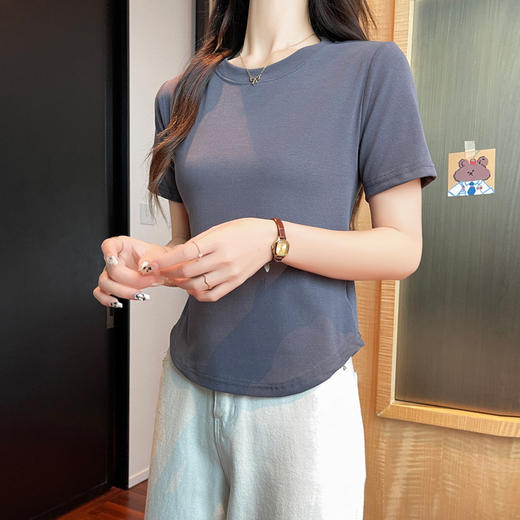 【热卖中！69/任选两件】正肩u领短袖t恤女外穿夏季新款纯棉弹力修身百搭打底爆款体恤短袖上衣。ry 商品图12