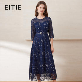 EITIE爱特爱夏季新款薄纱透视修身显瘦蕾丝礼服连衣裙7877509