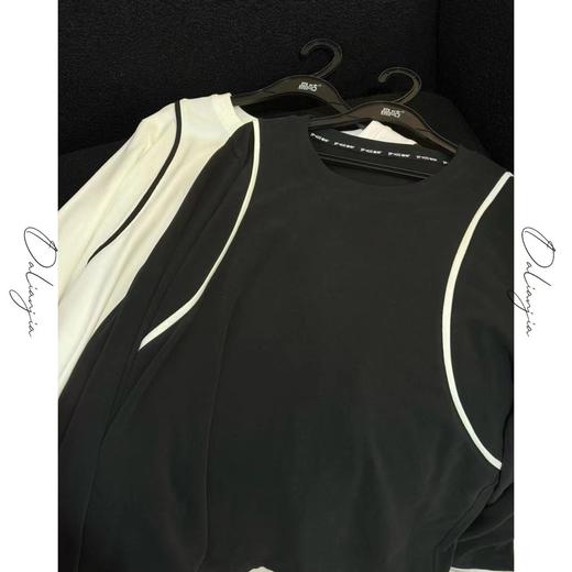 【时光书签】韩系肩部撞色线条打底衫上衣时尚休闲百搭 商品图2