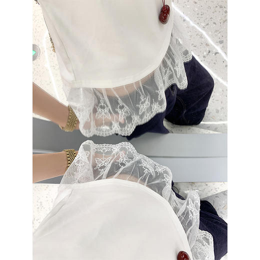 <曾小咸推荐>3.28现货秒杀 ！微信超特价！蕾丝拼接假两件短袖T恤 日常109.99 立减60 秒杀49.99！！ 商品图4