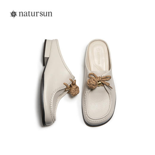 natursun复古包头拖女一脚蹬通勤外穿拖鞋平底勃肯鞋N25231209 商品图3