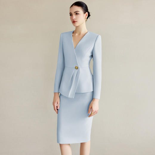 IWY/西装外套高端无领天蓝色正装套装新款春秋装时尚气质工作服CS2226 商品图2