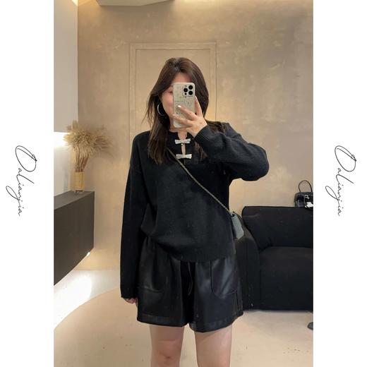 佳佳【揉碎星光】高级感镶钻蝴蝶结圆领针织衫长袖时尚休闲百搭 商品图3