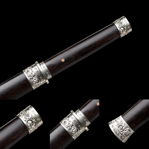 冲虚刀 汉唐刀剑 花纹钢 硬刀剑一体 龙泉沈广隆传统宝剑 未开刃 商品图2