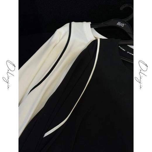 【时光书签】韩系肩部撞色线条打底衫上衣时尚休闲百搭 商品图4