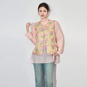 【高货wl】全新升级【铂金会员321/天猫429/差价108】(10506) 洛诗琳轻奢新中式重工金丝提花优雅国风时髦女马甲外套