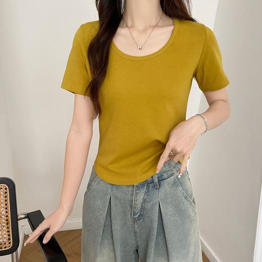 【热卖中！69/任选两件】正肩u领短袖t恤女外穿夏季新款纯棉弹力修身百搭打底爆款体恤短袖上衣。ry 商品图8