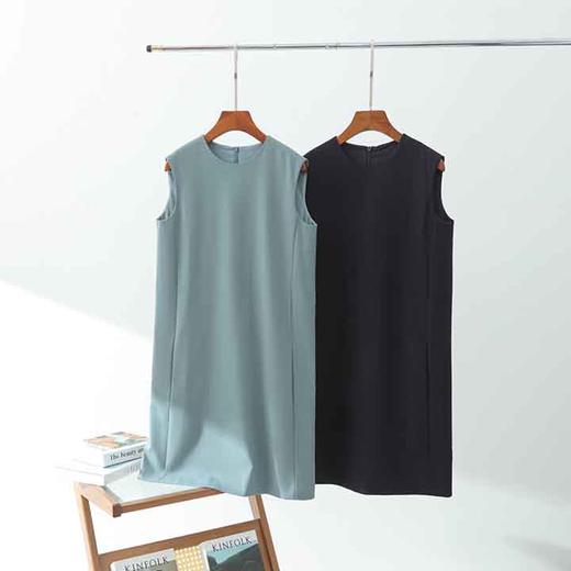 顺丰包邮洛诗琳14528夏季新款纯色优雅气质直筒无袖连衣裙0792 商品图4