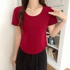 【热卖中！69/任选两件】正肩u领短袖t恤女外穿夏季新款纯棉弹力修身百搭打底爆款体恤短袖上衣。ry 商品缩略图1