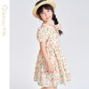 笛莎千与2025夏季新款女童甜美花朵印花短袖棉布连衣裙 商品缩略图3