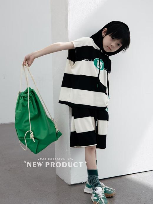  儿童节福利-实体159元【小资范】夏季0113珠地网W绿色贴布绣连帽短袖/短裤（微脏）-喜出 商品图2