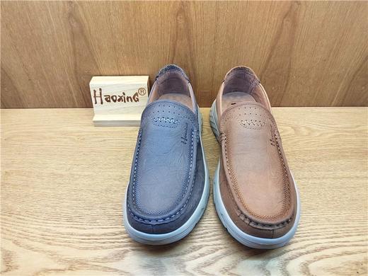 豪行春季新款正品真皮休闲舒适百搭透气一脚蹬男单鞋12155855 商品图1