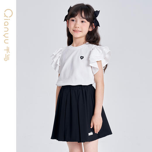 笛莎千与2025夏季新款女童时尚学院风百褶半身裙 商品图2