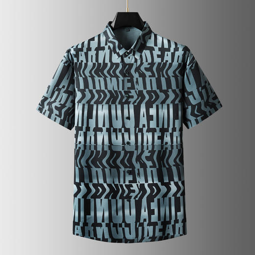 【棉麻】【DDA】大依优型大码花衬衫短袖衬衫翻领衬衣商务休闲透气半袖夏季上衣男士 商品图0