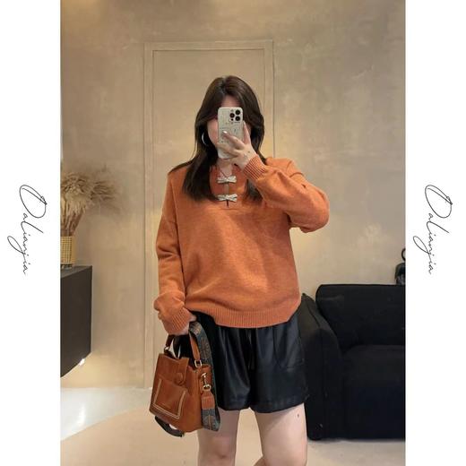 佳佳【揉碎星光】高级感镶钻蝴蝶结圆领针织衫长袖时尚休闲百搭 商品图4