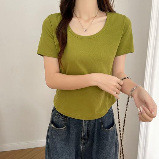 【热卖中！69/任选两件】正肩u领短袖t恤女外穿夏季新款纯棉弹力修身百搭打底爆款体恤短袖上衣。ry 商品图9