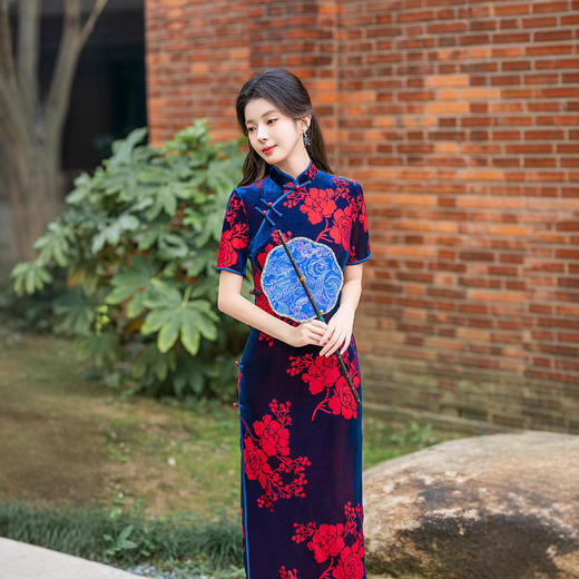 复古旗袍红色少女长款旗袍YM4032 商品图3