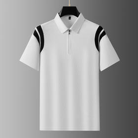 【桑蚕丝亚麻】【DDA】大依优型大码拉链款短袖POLO衫翻领棉质商务休闲透气半袖夏季上衣