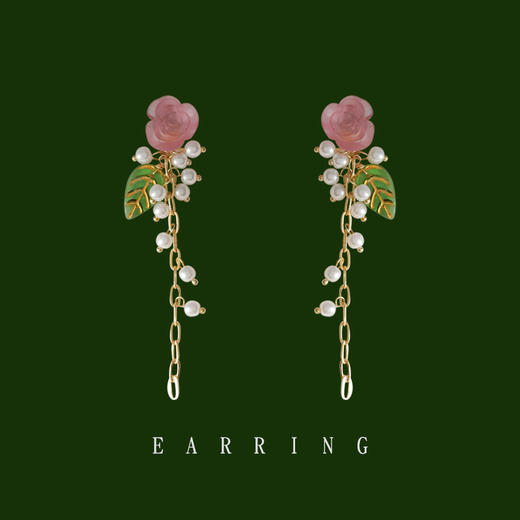玫瑰花流苏耳环 商品图0