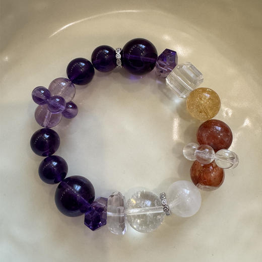 【事业情商智慧】天然乌拉圭巴西紫水晶10mm 有证书！胶花白幽灵黄阿塞手串时尚饰品手链 商品图3