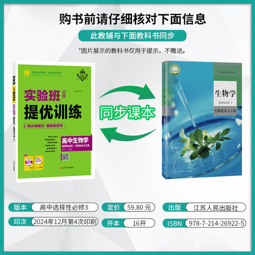 【人教版】高中生物学选择性必修(3)·生物技术与工程 实验班全程提优训练 商品图1