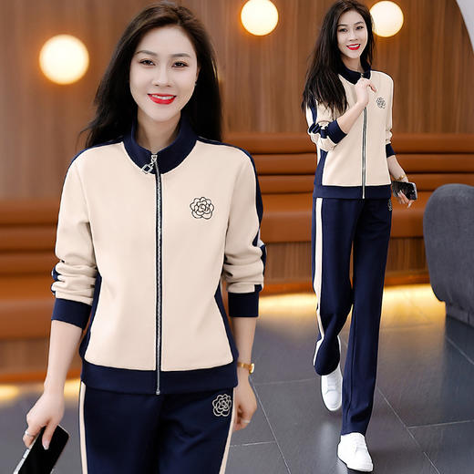 雀说运动套装女士新款立领长袖宽松显瘦外套两件套AL33018 商品图0