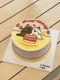 线条小狗过生日·奶油蛋糕