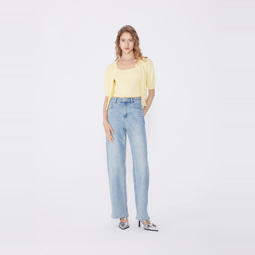 NEELLY纳俪商场同款春新款复古水洗微喇牛仔裤女修饰腿型百搭长裤N25034H04603 商品图2